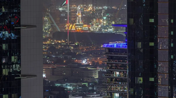 Légi Felvétel Között Két Felhőkarcolók Apartman Házak Villák Dubai Város — Stock Fotó