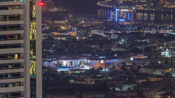 Вид Повітря Багатоквартирні Будинки Вілли Місті Дубай Поблизу Нічного Часу — стокове фото