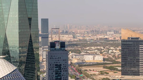 Bur Dubai Deira Distritos Timelapse Aérea Visto Desde Distrito Financiero —  Fotos de Stock