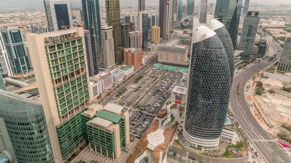 Вид Высотные Здания Улице Шейх Зайед Дубае Высоты Птичьего Полета — стоковое фото