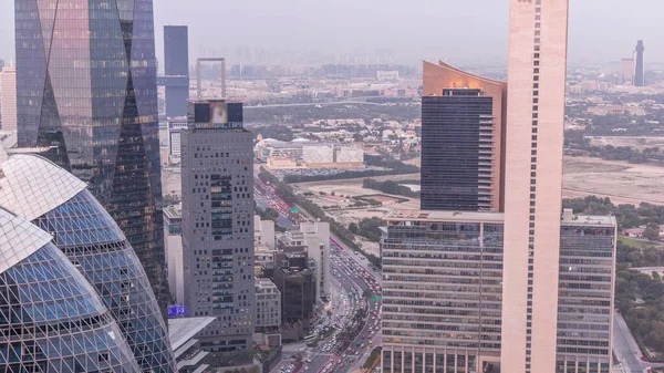 Vista Del Horizonte Los Edificios Gran Altura Concurrida Carretera Dubai —  Fotos de Stock