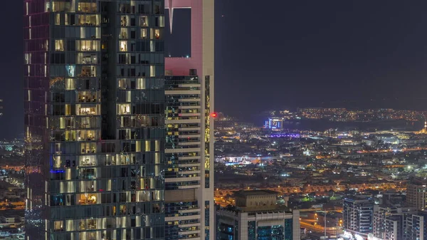 Letecký Pohled Bytové Domy Vily Dubaji Blízkosti Centra Města Noc — Stock fotografie