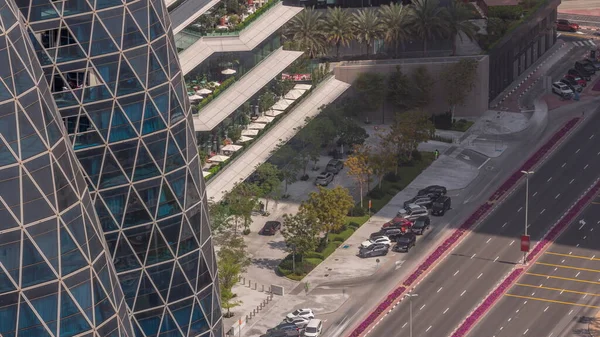 Gökdelen Zaman Diliminin Açık Terasındaki Rahat Restoranların Havadan Görünüşü Dubai — Stok fotoğraf