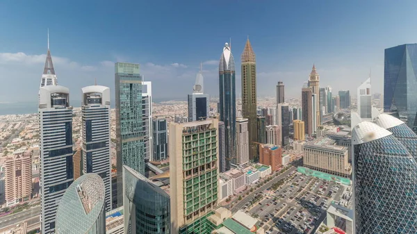 Паморама Видом Высотные Здания Улице Шейх Зайед Дубае Небоскрёбы Международном — стоковое фото