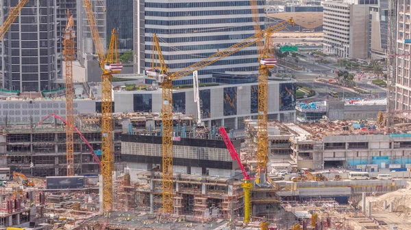 Çalışan Vinçleri Olan Büyük Bir Inşaat Alanı Business Bay Dubai — Stok fotoğraf