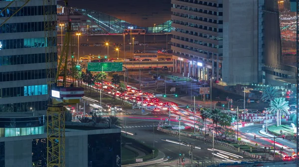 Skyscrapers Traffic Crossroad Business Bay Metro Station Alongside Sheikh Zayed — Stock Photo, Image