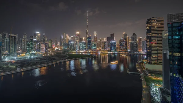Панорама Повітряним Видом Дубайську Бізнес Бей Центр Міста Різними Хмарочосами — стокове фото