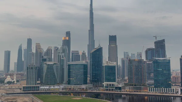 Vista Aérea Dubai Business Bay Centro Ciudad Con Los Diversos —  Fotos de Stock