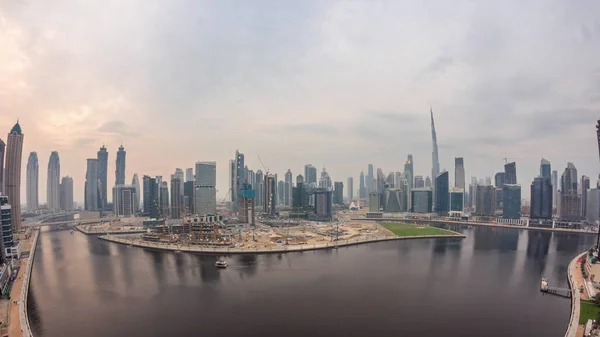 Aerial View Dubai Business Bay Downtown Panoramic Skyline Skyscrapers Towers — Stock Photo, Image