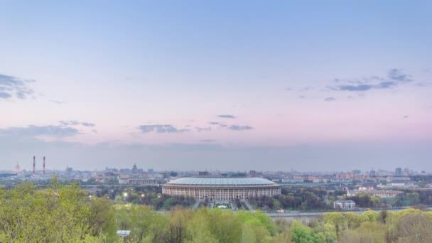Panoramautsikt Moskva Russland Fra Sparrow Hills Etter Solnedgang Dag Til – stockvideo