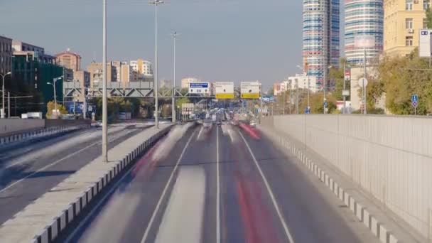 Cars Driving Prospect Mira Timelapse Hyperlapse Moscow Russia Traffic Avenue — стоковое видео