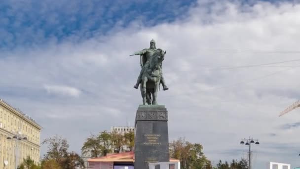 Monument Iouri Dolgorouki Fondateur Moscou Décoration Sur Rue Tverskaïa Moscou — Video