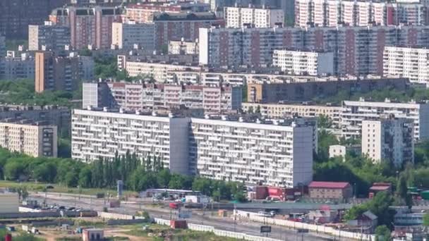 Panoramatický Letecký Pohled Mrakodrapů Obchodního Komplexu Moskva City Časově Shora — Stock video