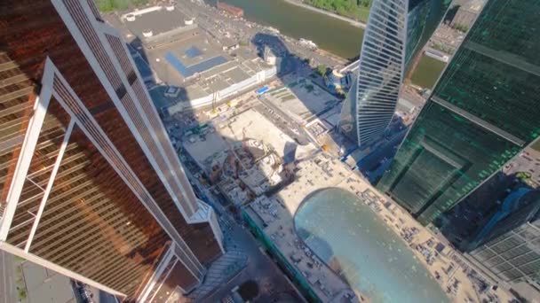 Vista Aerea Panoramica Dai Grattacieli Mosca Città Business Complesso Timelapse — Video Stock