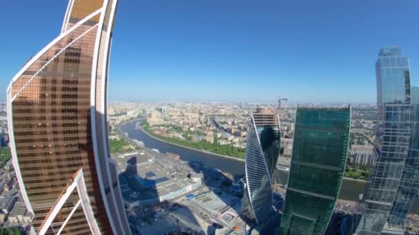 Panorama Aéreo Rascacielos Moscú City Timelapse Complejo Negocios Desde Parte — Vídeos de Stock