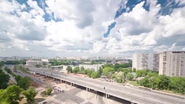 Blick Von Oben Auf Den Verkehr Auf Der Hochstraße Zeitraffer — Stockvideo