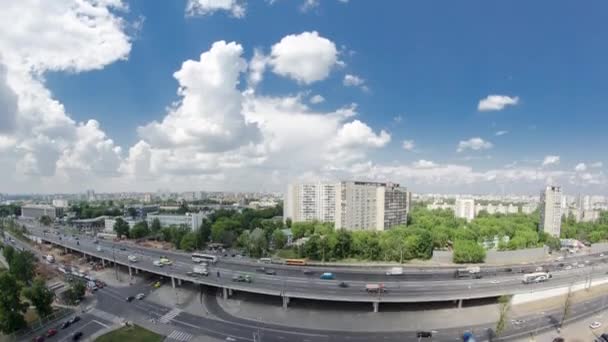 Horní Pohled Shora Provoz Vyvýšené Avenue Silnice Letecké Timelapse Nadjezd — Stock video
