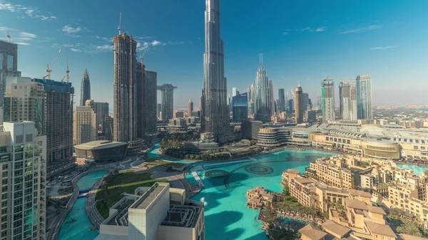 Вид Воздуха Дубай Течение Дня Центре Города Тенями Движется Быстро — стоковое фото