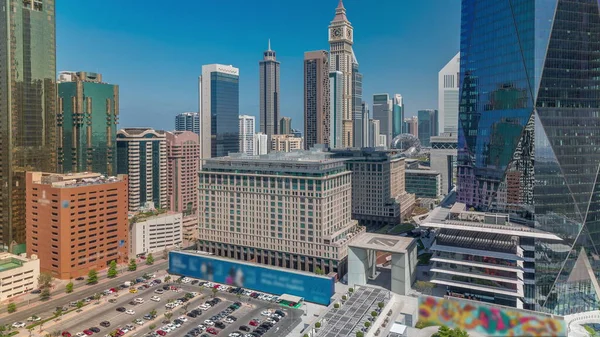 Міжнародний Фінансовий Район Дубая Панорамний Вид Ранку Ділові Фінансові Вежі — стокове фото