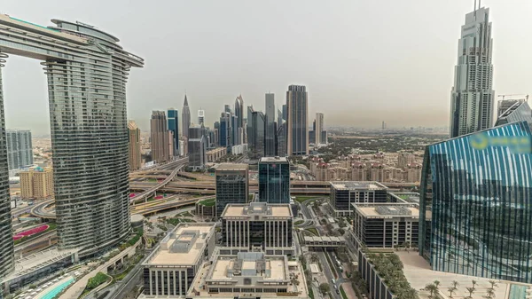 Pnorama Демонструє Футуристичну Аерофотозйомку Центрі Дубая Окружному Центрі Міста Багато — стокове фото