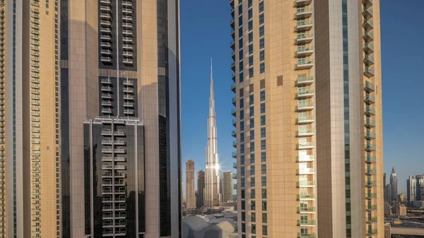 Los Rascacielos Más Altos Del Centro Dubai Encuentran Calle Bouleward —  Fotos de Stock