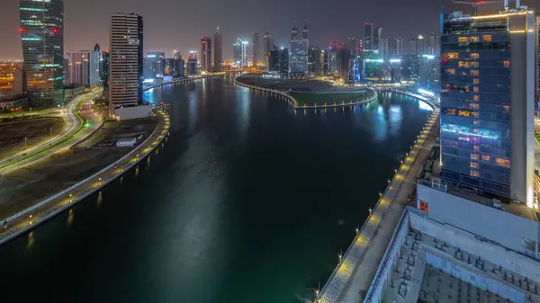 Paisaje Urbano Paseo Marítimo Rascacielos Dubai Business Bay Con Antena —  Fotos de Stock