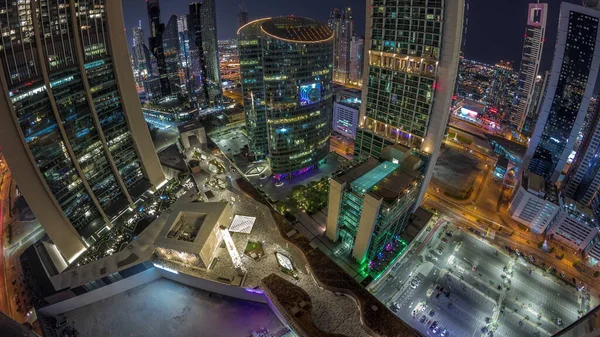 Panorama Centre Financier International Dubaï Gratte Ciel Aérien Pendant Toute — Photo