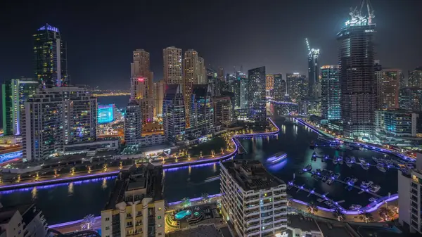 Panorama Mostrando Dubai Marina Rascacielos Jbr Distrito Con Edificios Lujo —  Fotos de Stock