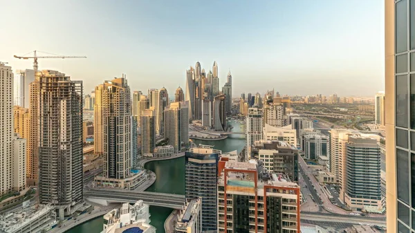 Panorama Showing Various Skyscrapers Tallest Recidential Block Dubai Marina Aerial — Photo