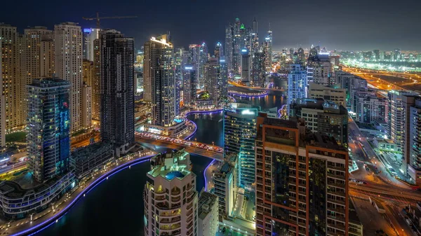Vista Vari Grattacieli Nel Blocco Recidenziale Più Alto Dubai Marina — Foto Stock