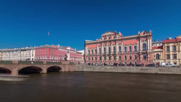 从Fontanka河看到Beloselsky Belozersky Sergievskiy宫的时间飞逝 早期的建筑折衷主义 俄罗斯圣彼得堡 — 图库视频影像