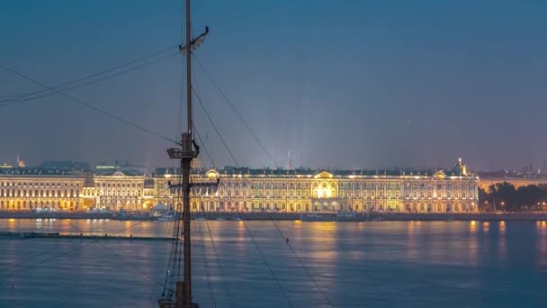 Aerial Timelapse Fireworks Petersburg Russia Scarlet Sails Festival Disparo Desde — Vídeo de stock