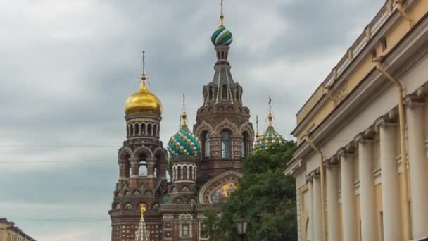 Stunning Architecture Church Savior Spilled Blood Timelapse Hyperlapse Central Petersburg — Stock Video