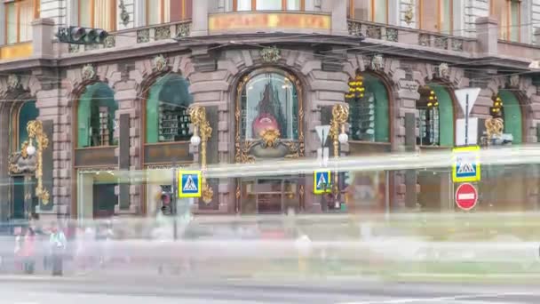 Wejście Singer House Sankt Petersburgu Zajmuje Centralne Miejsce Tym Hiperlapse — Wideo stockowe