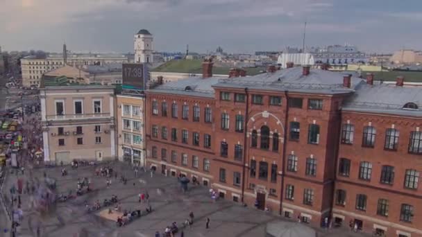 Timelapse Captures Panoramic View Rooftop Ligovsky Prospekt Featuring Traffic Moskovsky — Stock Video