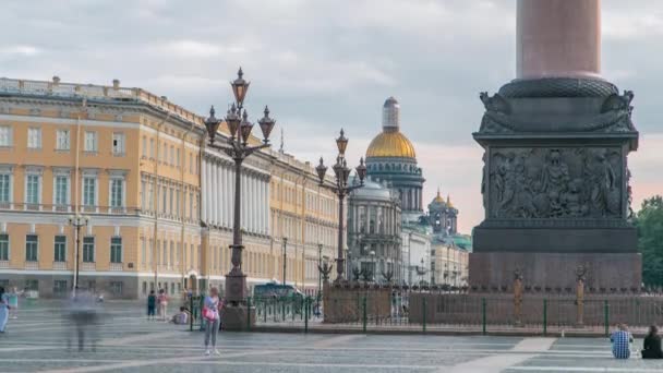 Při Západu Slunce Saint Petersburgs Největší Katedrála Katedrála Svatého Izáka — Stock video