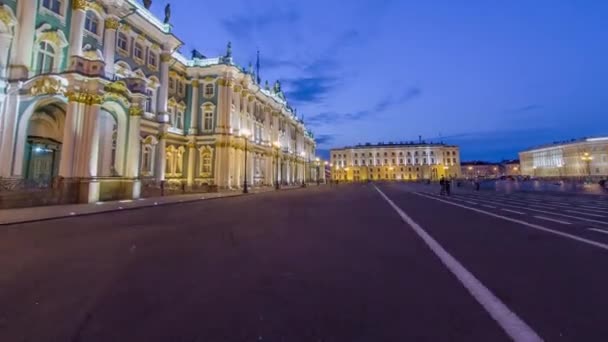 Timelapse Hyperlapse Megvilágított Téli Palota Szentpéterváron Egykori Hivatalos Tartózkodási Orosz — Stock videók