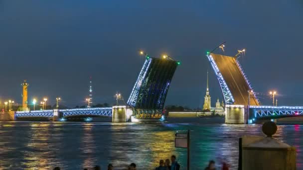 Timelapse Classic Symbol Petersburgs Bílé Noci Romantický Pohled Most Mezi — Stock video