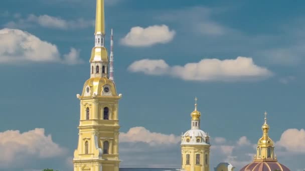 Neva River Flanked Peter Paul Fortress Petersburg Russia Showcased Timelapse — Stock Video
