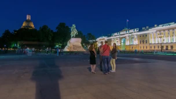 Night Day Transition Timelapse Peter Grote Monument Bronzen Ruiter Senaat — Stockvideo