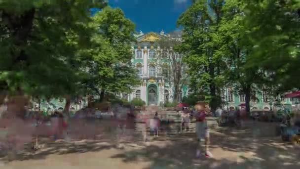 Fontaine Gracieuse Devant Palais Hiver Hyperlapsus Timelapse Capturant Beauté Splendeur — Video