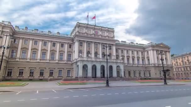 Lagstiftande Församling Sankt Petersburg Hyperlapse Timelapse Ikoniska Mariinskij Palatset Historisk — Stockvideo