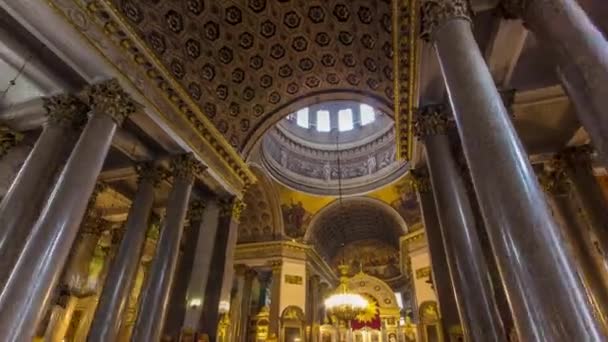 Interior Catedral Kazan Timelapse Hyperlapse Mostrando Colunas Intricadas Esculturas Obras — Vídeo de Stock