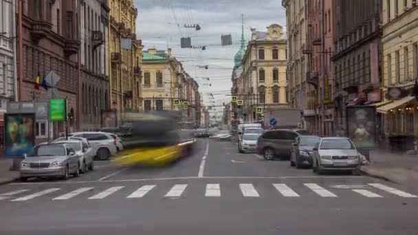 Timelapse Van Bruisend Verkeer Gorohovaya Street Het Historische Petersburg Rusland — Stockvideo
