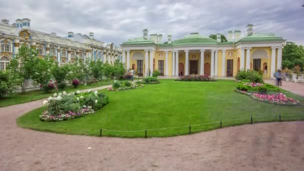 Antique Gallery Sculptures Enchanting Catherine Park Timelapse Saint Petersburg Russia — Vídeo de stock