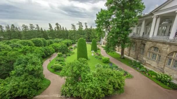 Ogród Pobliżu Galerii Antyki Rzeźb Catherine Park Timelapse Petersburgu Rosja — Wideo stockowe