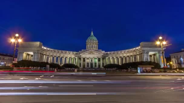 Notti Bianche Alla Cattedrale Kazan Kazanskiy Kafedralniy Sobor San Pietroburgo — Video Stock
