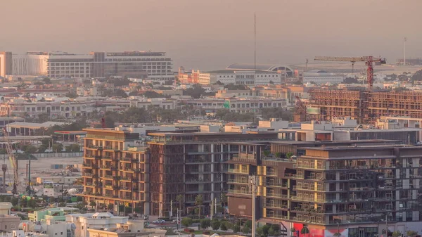 Aerial View Dubai City Walk District Timelapse New Modern Part — Stock Photo, Image