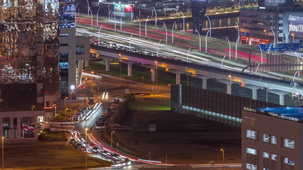 Top Aerial View Busy Sheikh Zayed Road Intersection Traffic Junctions — Stock Photo, Image