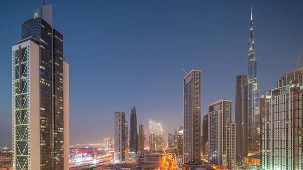 Vue Aérienne Dubai Downtown Skyline Avec Nombreuses Tours Les Hautes — Photo